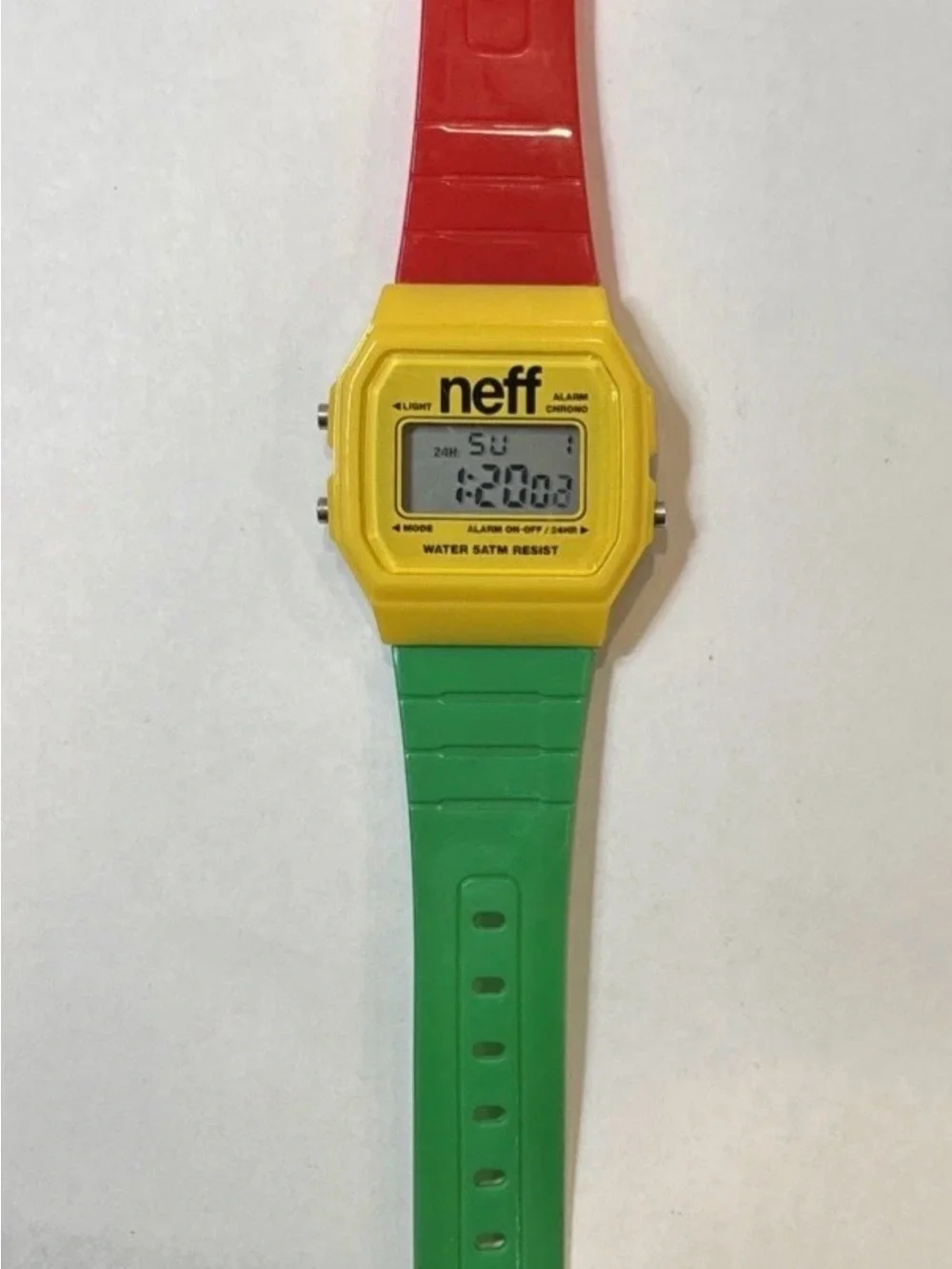 Neff Flava Digital Watch Rasta Colors New Battery Silicone Band Works